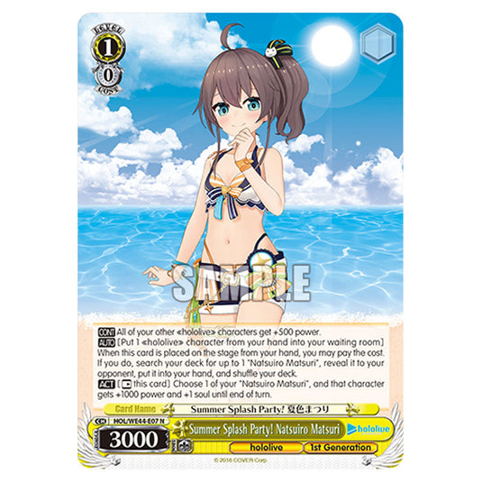 Summer Splash Party! Natsuiro Matsuri HOL/WE44-E07 card from the Weiss Schwarz set Hololive Production Summer Collection