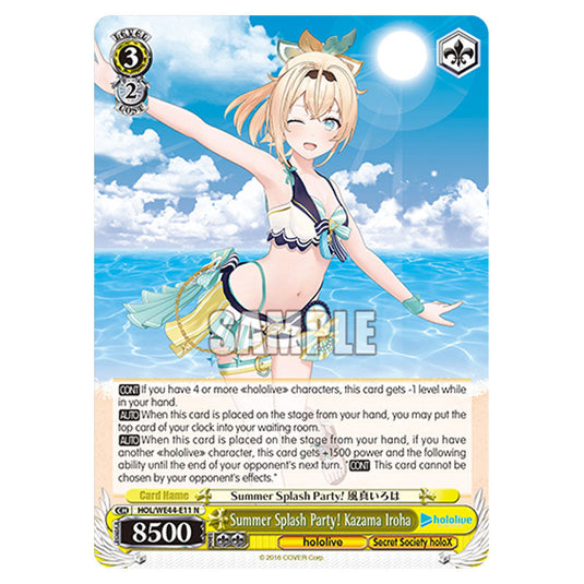 Summer Splash Party! Kazama Iroha HOL/WE44-E11 card from the Weiss Schwarz set Hololive Production Summer Collection