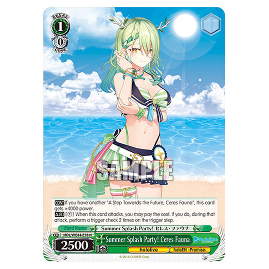 Summer Splash Party! Ceres Fauna HOL/WE44-E18 card from the Weiss Schwarz set Hololive Production Summer Collection