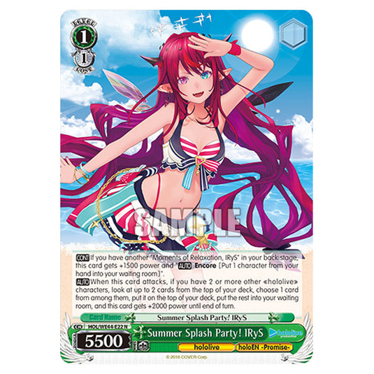 Summer Splash Party! IRyS HOL/WE44-E22 card from the Weiss Schwarz set Hololive Production Summer Collection