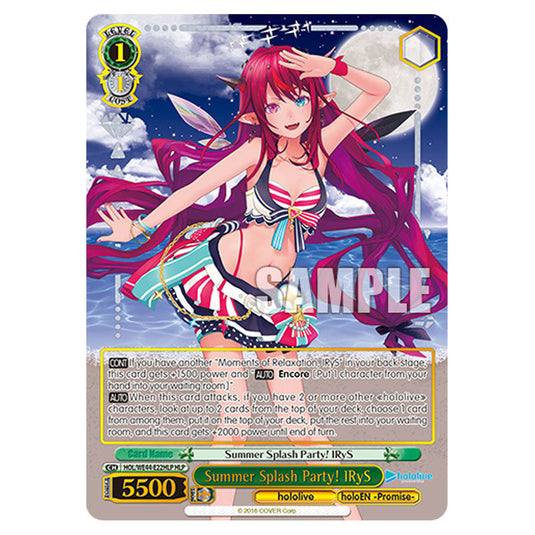 Summer Splash Party! IRyS HOL/WE44-E22HLP card from the Weiss Schwarz set Hololive Production Summer Collection