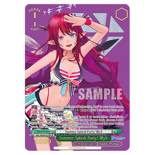 Summer Splash Party! IRyS HOL/WE44-E22SP card from the Weiss Schwarz set Hololive Production Summer Collection