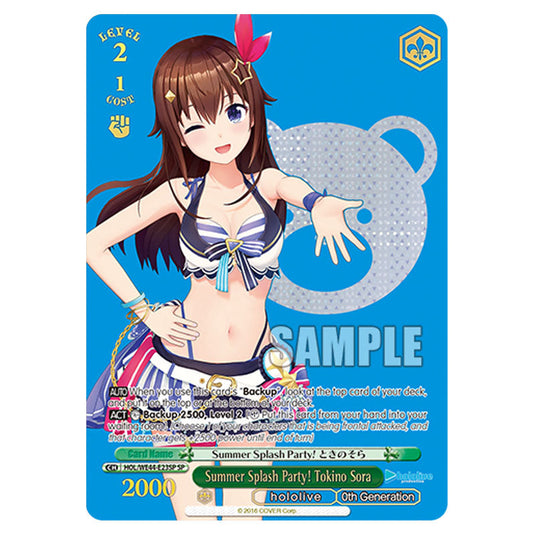 Summer Splash Party! Tokino Sora HOL/WE44-E23SP card from the Weiss Schwarz set Hololive Production Summer Collection