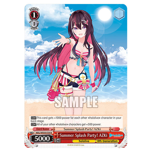 Summer Splash Party! AZKi HOL/WE44-E34 card from the Weiss Schwarz set Hololive Production Summer Collection