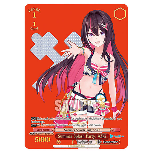 Summer Splash Party! AZKi HOL/WE44-E34SP card from the Weiss Schwarz set Hololive Production Summer Collection