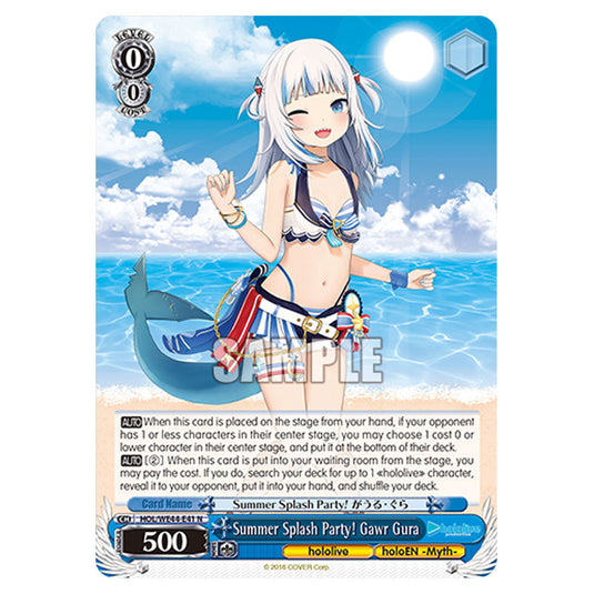 Summer Splash Party! Gawr Gura HOL/WE44-E41 card from the Weiss Schwarz set Hololive Production Summer Collection