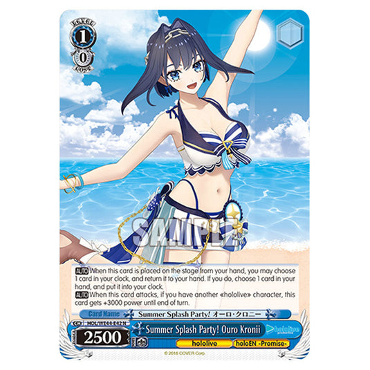 Summer Splash Party! Ouro Kronii HOL/WE44-E42 card from the Weiss Schwarz set Hololive Production Summer Collection