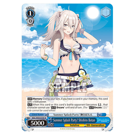 Summer Splash Party! Shishiro Botan HOL/WE44-E45 card from the Weiss Schwarz set Hololive Production Summer Collection