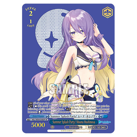 Summer Splash Party! Moona Hoshinova HOL/WE44-E46SP card from the Weiss Schwarz set Hololive Production Summer Collection