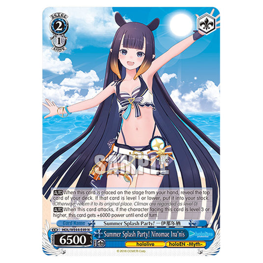 Summer Splash Party! Ninomae Ina'nis HOL/WE44-E49 card from the Weiss Schwarz set Hololive Production Summer Collection