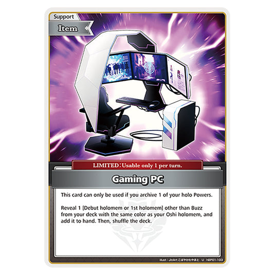 Gaming PC is a Support,Item,LIMITED Card From the Hololive Official Card Game Set Blooming Radiance hBP01-103-U