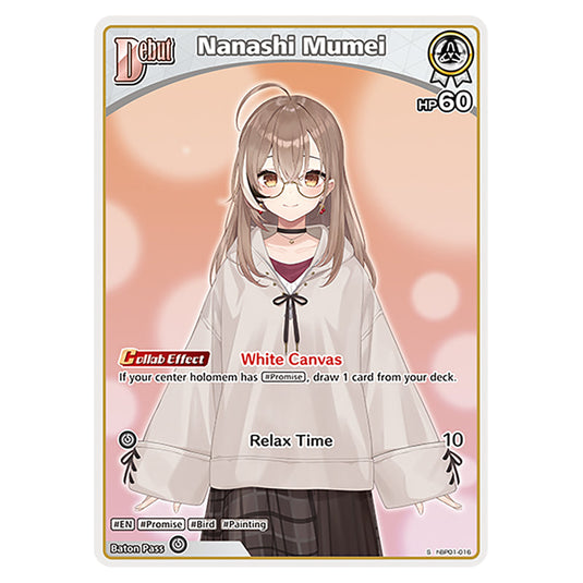 Nanashi Mumei is a holomem Card From the Hololive Official Card Game Set Blooming Radiance hBP01-016-S
