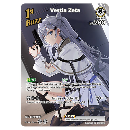 Vestia Zeta is a Buzz holomem Card From the Hololive Official Card Game Set Blooming Radiance hBP01-027-SR