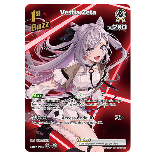 Vestia Zeta is a Buzz holomem Card From the Hololive Official Card Game Set Blooming Radiance hBP01-027-UR