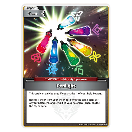 Penlight is a Support,Item,LIMITED Card From the Hololive Official Card Game Set Blooming Radiance hBP01-105-S
