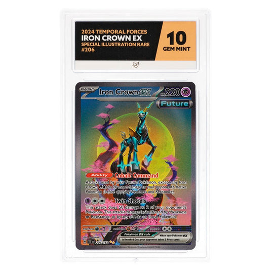 Pokemon - Temporal Forces - Iron Crown EX - Special Illustration Rare 206/162 (ACE Label 10 Graded Slab)