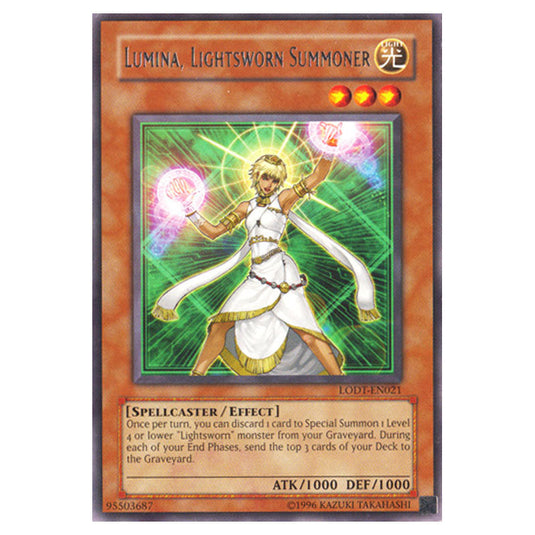 Lumina, Lightsworn Summoner LODT-EN021 card from the Yu-Gi-Oh! set Light of Destruction