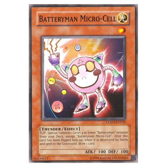 Batteryman Micro-Cell LODT-EN032 card from the Yu-Gi-Oh! set Light of Destruction