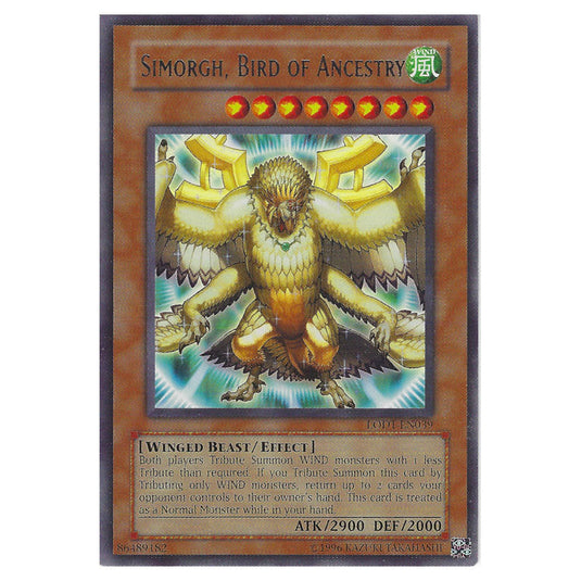 Simorgh, Bird of Ancestry LODT-EN039 card from the Yu-Gi-Oh! set Light of Destruction