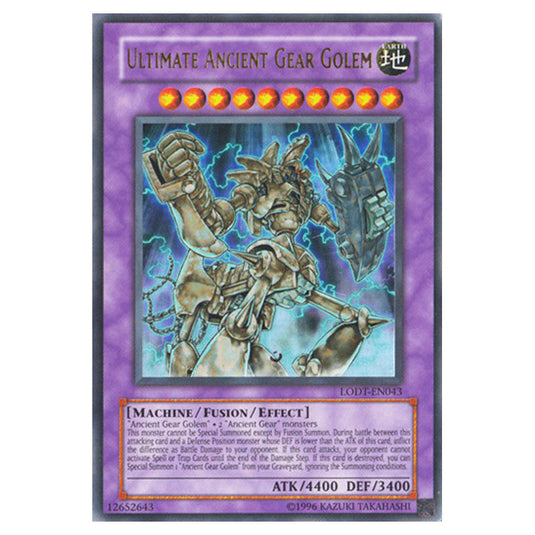 Ultimate Ancient Gear Golem LODT-EN043 card from the Yu-Gi-Oh! set Light of Destruction