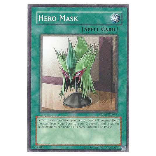 Hero Mask LODT-EN045 card from the Yu-Gi-Oh! set Light of Destruction