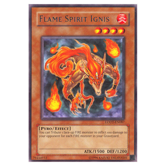 Flame Spirit Ignis LODT-EN087 card from the Yu-Gi-Oh! set Light of Destruction