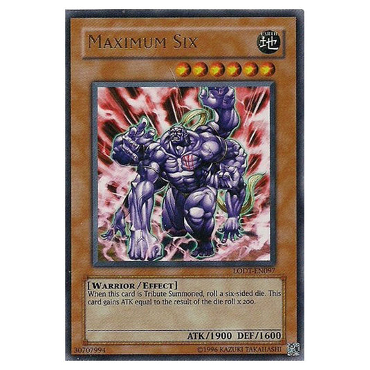 Maximum Six LODT-EN097 card from the Yu-Gi-Oh! set Light of Destruction