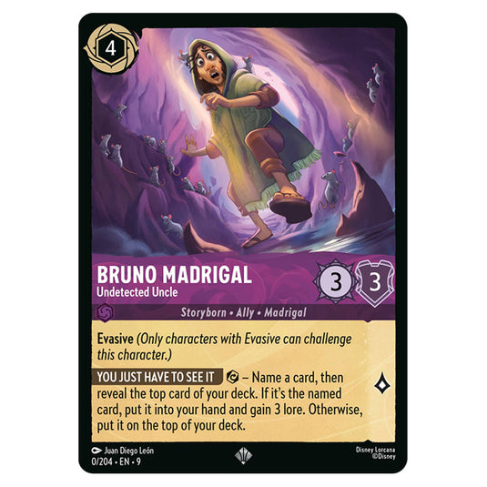 Bruno Madrigal - Undetected Uncle 0/204 card from the Lorcana set Fabled