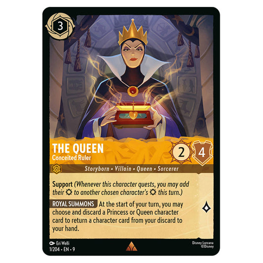 The Queen - Conceited Ruler 1/204 card from the Lorcana set Fabled