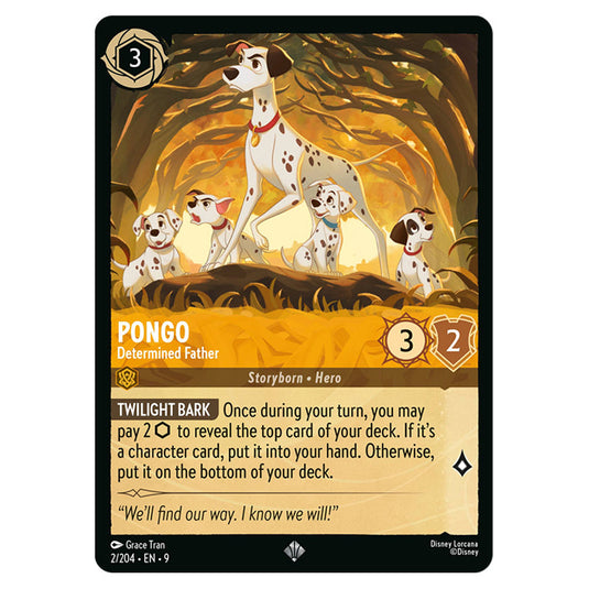 Pongo - Determined Father 2/204 card from the Lorcana set Fabled