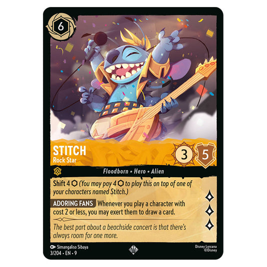 Stitch - Rock Star 3/204 card from the Lorcana set Fabled