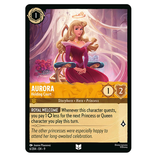 Aurora - Holding Court 6/204 card from the Lorcana set Fabled