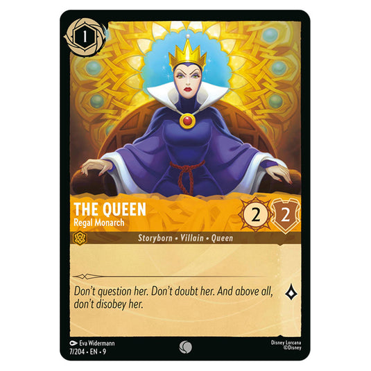 The Queen - Regal Monarch 7/204 card from the Lorcana set Fabled