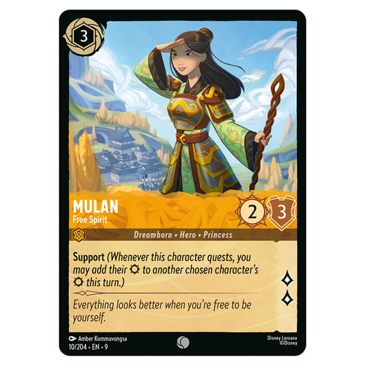 Mulan - Free Spirit 10/204 card from the Lorcana set Fabled