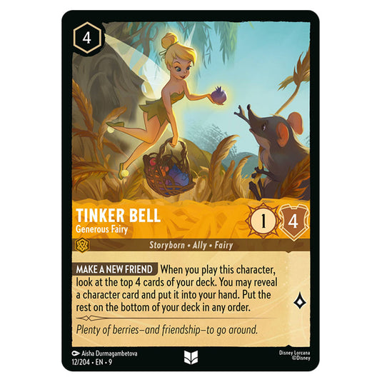 Tinker Bell - Generous Fairy 12/204 card from the Lorcana set Fabled