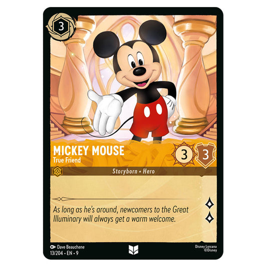 Mickey Mouse - True Friend 13/204 card from the Lorcana set Fabled