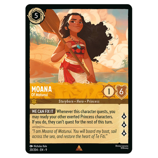Moana - Of Motunui 20/204 card from the Lorcana set Fabled