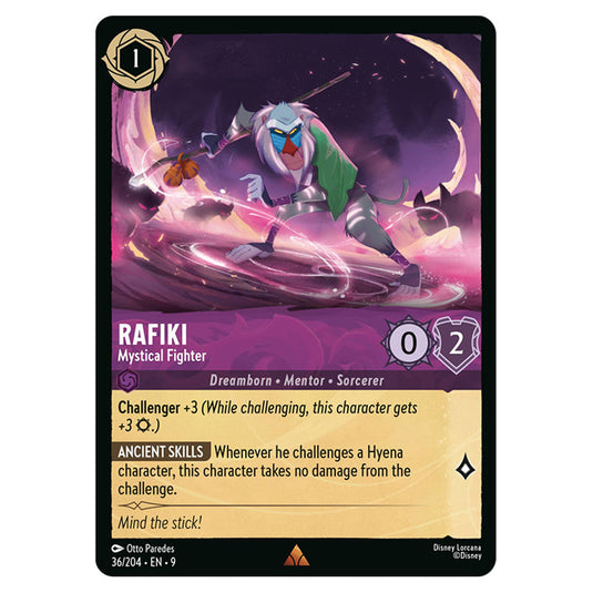 Rafiki - Mystical Fighter 36/204 card from the Lorcana set Fabled