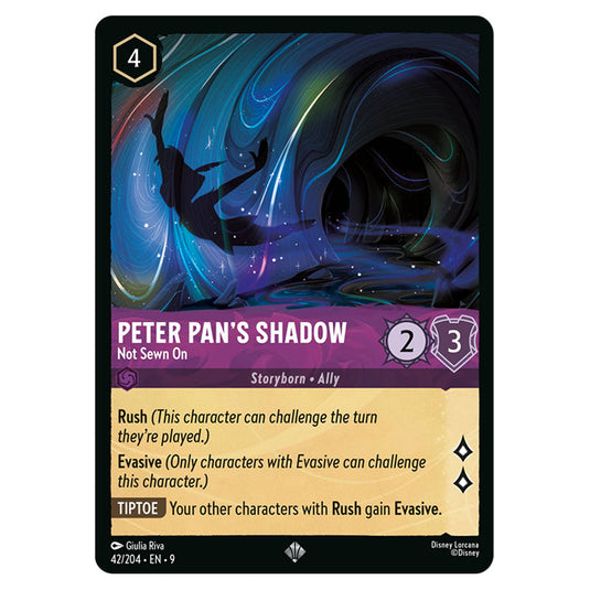 Peter Pan's Shadow - Not Sewn On 42/204 card from the Lorcana set Fabled