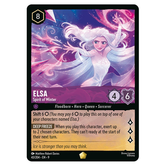 Elsa - Spirit of Winter 43/204 card from the Lorcana set Fabled
