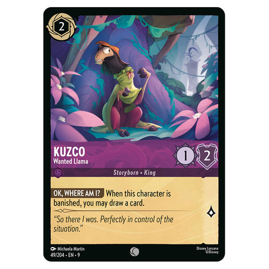 Kuzco - Wanted Llama 49/204 card from the Lorcana set Fabled