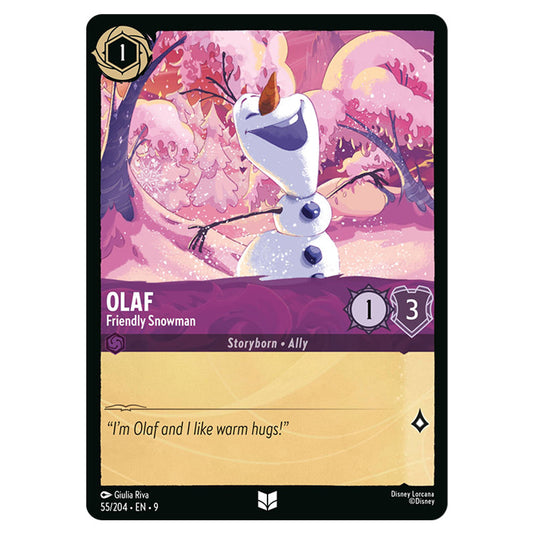 Olaf - Friendly Snowman 55/204 card from the Lorcana set Fabled