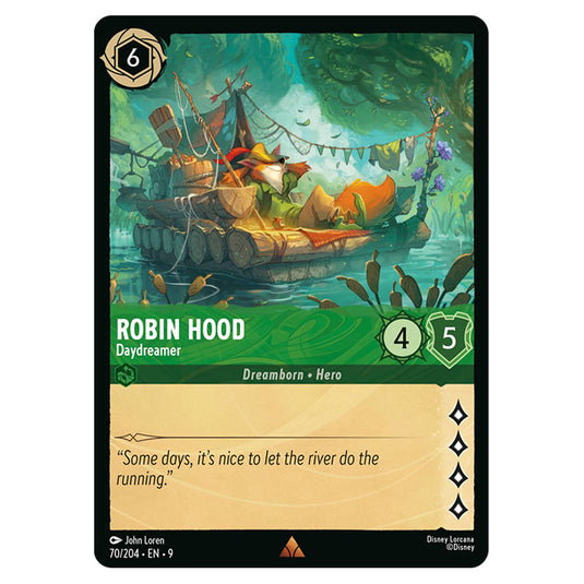 Robin Hood - Daydreamer 70/204 card from the Lorcana set Fabled