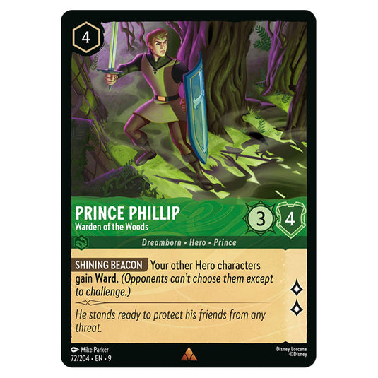 Prince Phillip - Warden of the Woods 72/204 card from the Lorcana set Fabled