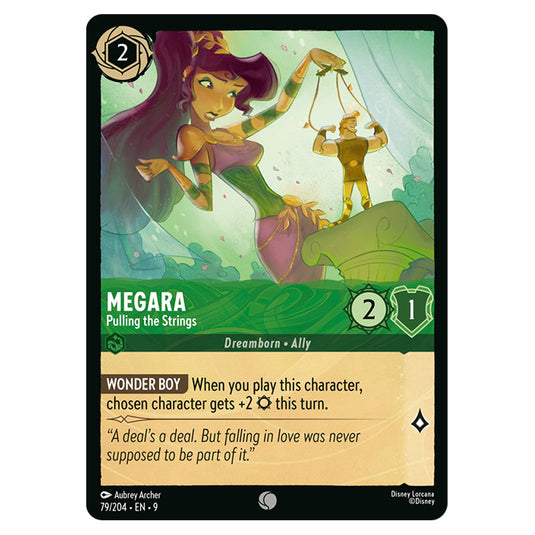 Megara - Pulling the Strings 79/204 card from the Lorcana set Fabled