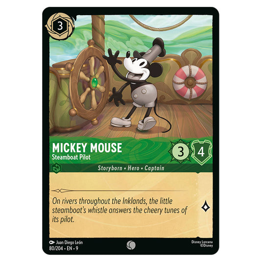 Mickey Mouse - Steamboat Pilot 80/204 card from the Lorcana set Fabled