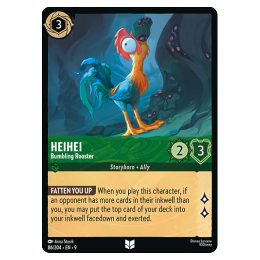 HeiHei - Bumbling Rooster 86/204 card from the Lorcana set Fabled