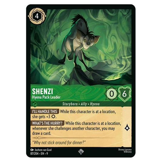 Shenzi - Hyena Pack Leader 87/204 card from the Lorcana set Fabled