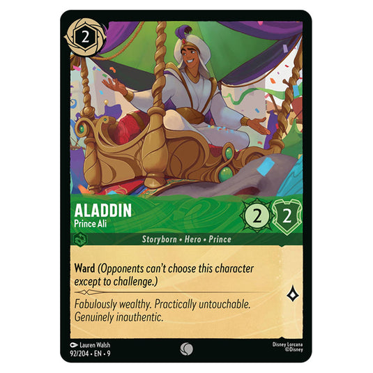 Aladdin - Prince Ali 92/204 card from the Lorcana set Fabled