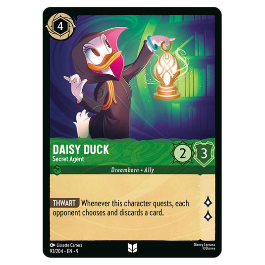 Daisy Duck - Secret Agent 93/204 card from the Lorcana set Fabled